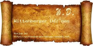 Wittenberger Dénes névjegykártya